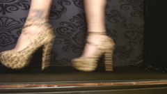 Walking in Leopard High Heels