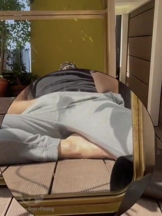 Amateur Boy Wets His Grey Sweatpants
