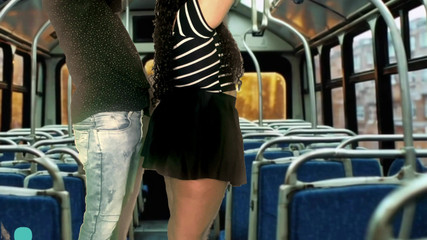 I touch the cock of a guy and he stops and fucks me on a bus what a big cock