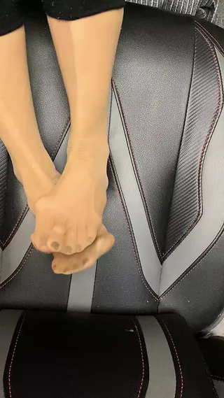 Sexy Tiny Feet in stocking with  long toes