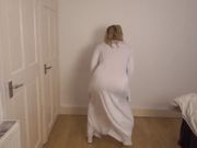 Princess Leia Cosplay Dancing Striptease in Pvc Boots