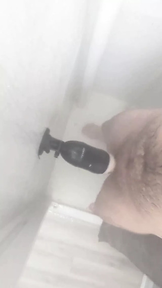 Nice cock fucks toy in the shower