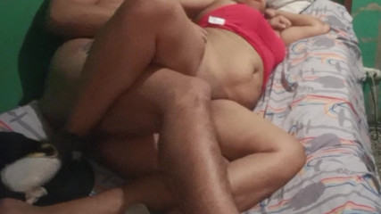 The brunette is my mother-in-law riding cock when her daughter is at work