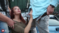 Dutch teenslut outdoor blowbang and cumswallowe