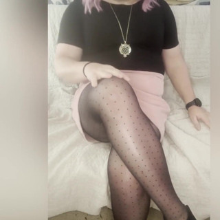 Trans Girl in Sheer Polka Dot Pantyhose thumbnail