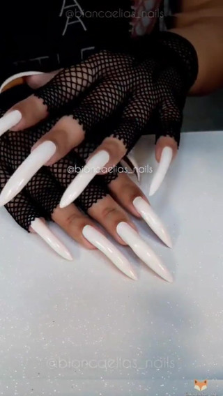 perfect and huge sexy white nails