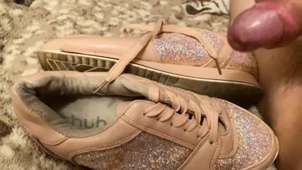 Cum on pink girl sneakers