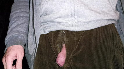 Big Uncut Cock Show for Neighbours Outdoor Night Time Wearing Cords