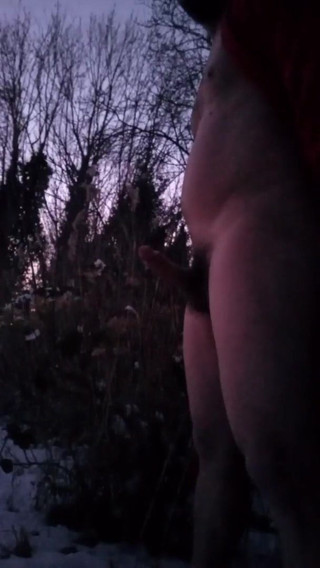 Sunday morning in the snow peeing and mastrubating