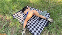 Almost creampied Asian tight pussy during outdoor hiking