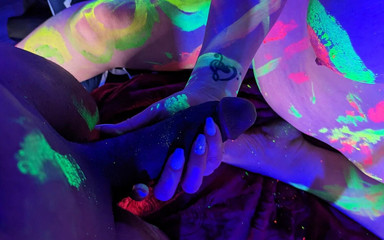 Hot Inerracial Blacklight Scene