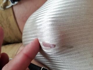 POV Precum Under My Nylon Nude Stripes Knickers, Vintage Panties