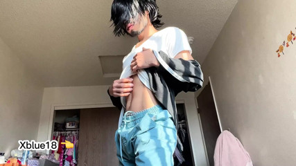 Cute hot 18 year old twink with a big cock gets naked in the morning