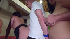 Gangbang in Restaurant on the Tables