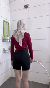 Hijab Girl Kuala Lumpur Take a Shower in Malaysia Beautiful in Bathroom