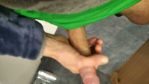Thin Guy Comes Back From Running and Unloads the Cum From His Dick in the Bathroom