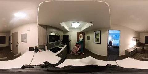 Trans Woman Gives Crossdresser Blowjob in Kitchen VR