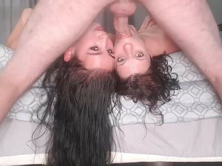 Two sluts getting upside down face fuck with two camera angles.