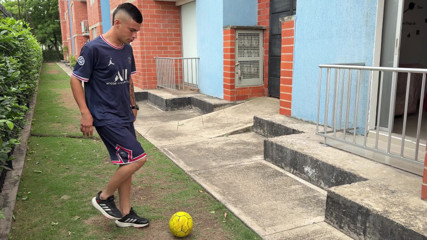 My neighbor's pervert plays soccer his ball falls in and we end up fucking.