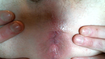 Warming up a cum hungry asshole with lube creampie