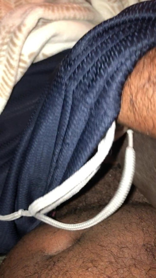 Purple underwear hard dick