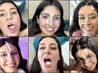 Cum on face compilation, cum in mouth, cum swallowing, a lot of cum on face